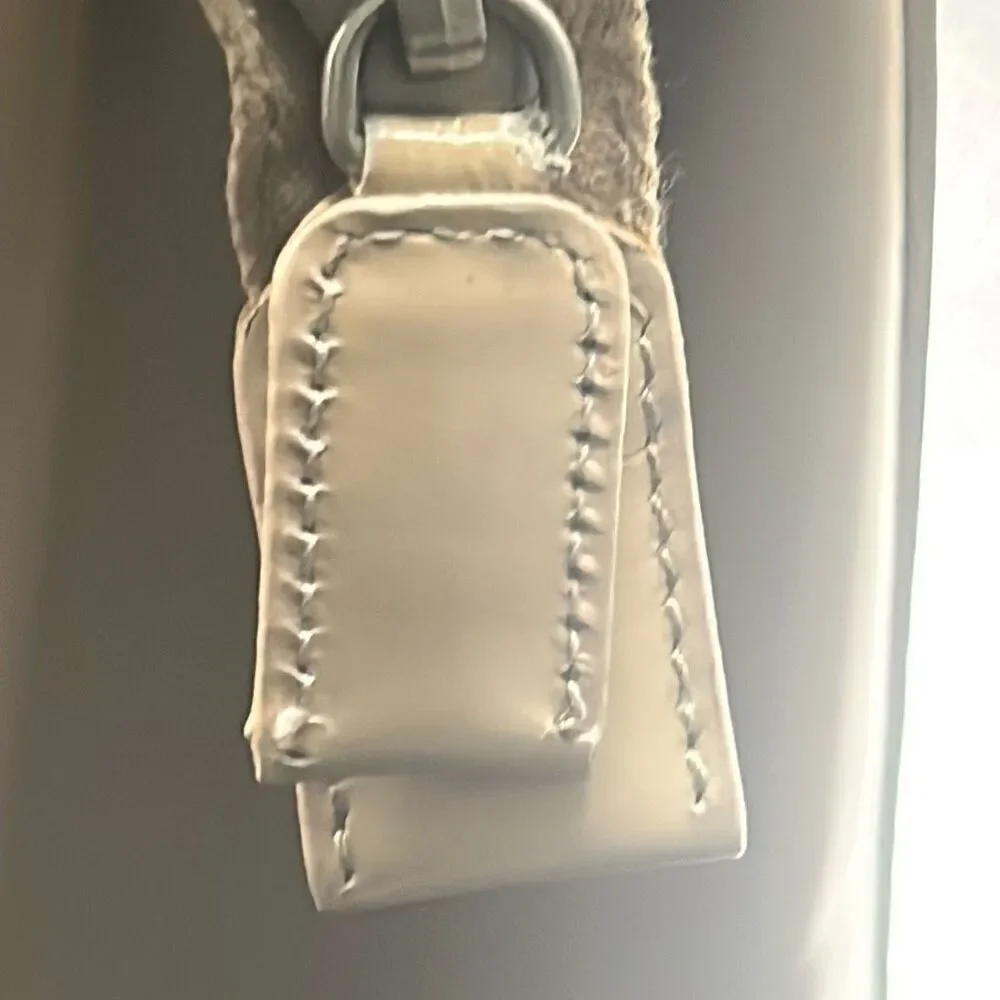 Prada Zip Tope Tote Bag Large Beige Glossy Leather Luxury Summer Coastal Italian